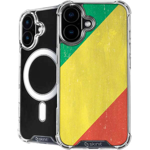 Republic of the Congo Flag Distressed iPhone 16 Plus MagSafe Case